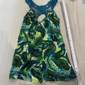 Robin K Green and Blue Patterned Tank Top